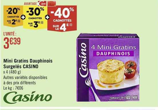 mini gratins dauphinois surgelés casino