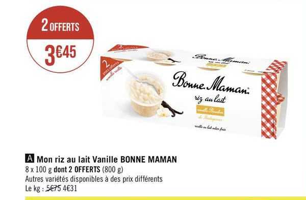 mon riz au lait vanille bonne maman