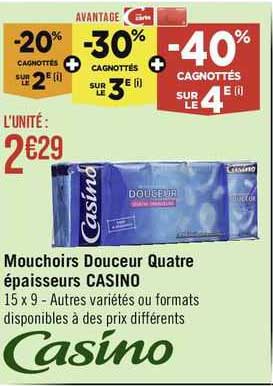 mouchoirs douceur quatre épaisseurs casino