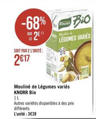 mouliné de légumes variés knorr bio