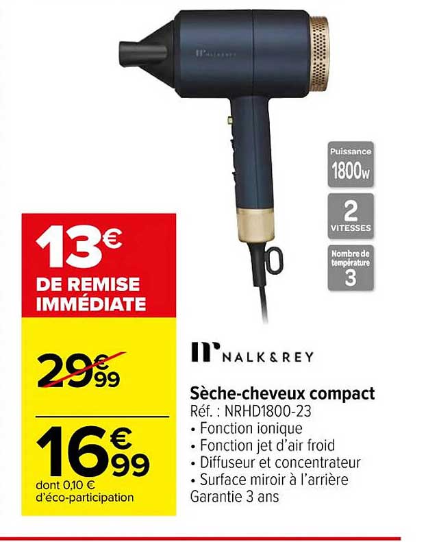 nalk&rey sèche-cheveux compact