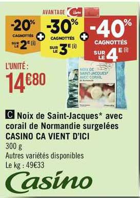 noix de saint-jacques avec corail de normandie surgelées casino ça vient d'ici