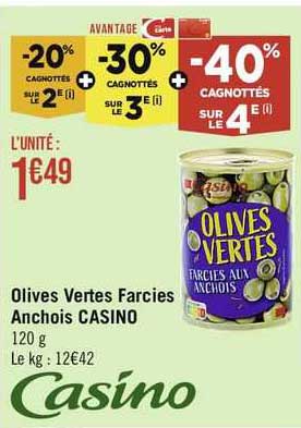 Olives Vertes Farcies Anchois Casino
