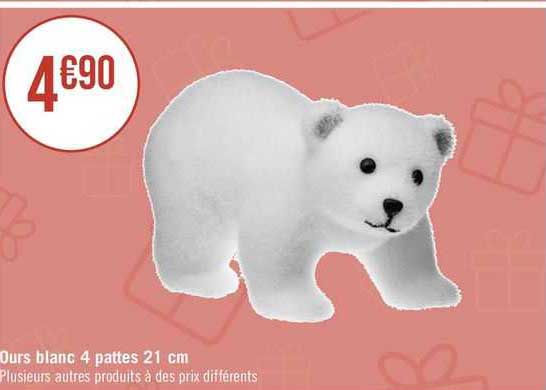 ours blanc 4 pattes 21 cm