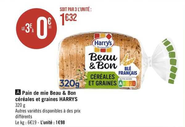 pain de mie beau & bon céréales et graines harrys