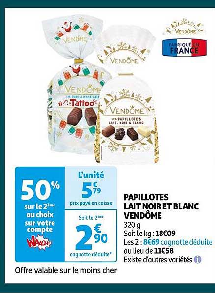 papillotes lait noir et blanc vendôme