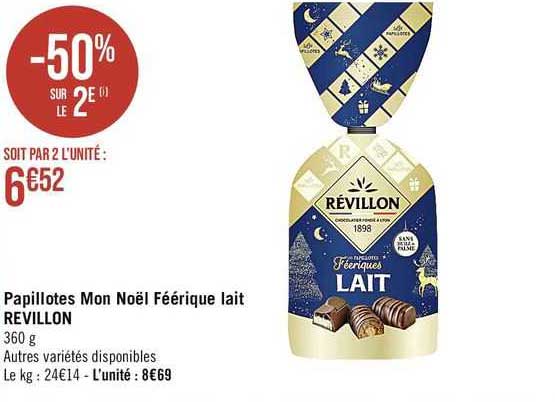 Papillotes Mon Noël Féérique Lait Révillon