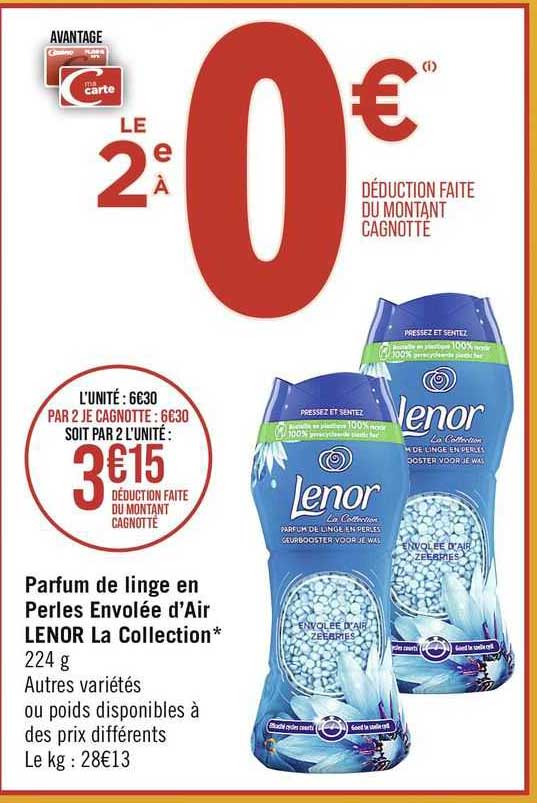 parfum de linge en perles envolée d'air lenor la collection