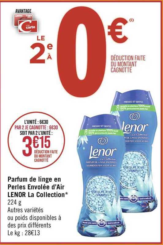 parfum de linge en perles envolée d'air lenor la collection