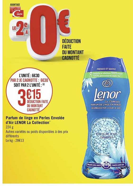 parfum de linge en perles envolée d'air lenor la collection