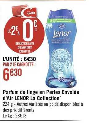 parfum de linge en perles envolée d'air lenor la collection
