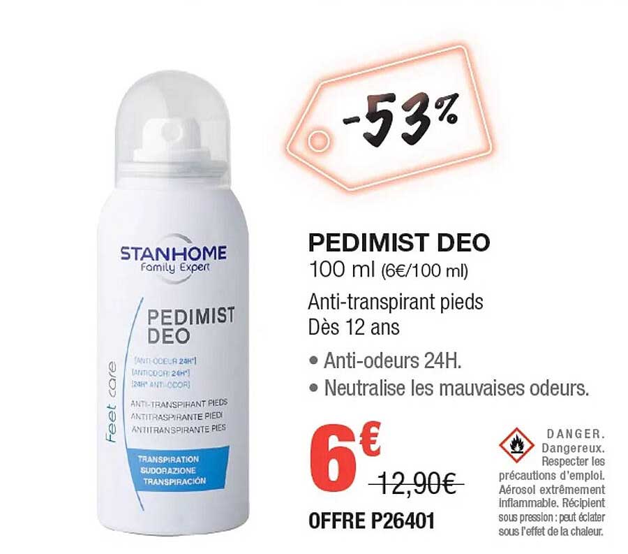pedimist deo anti-transpirant pieds dès 12 ans