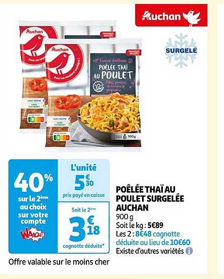Poêlée Thaï Au Poulet Surgelée Auchan