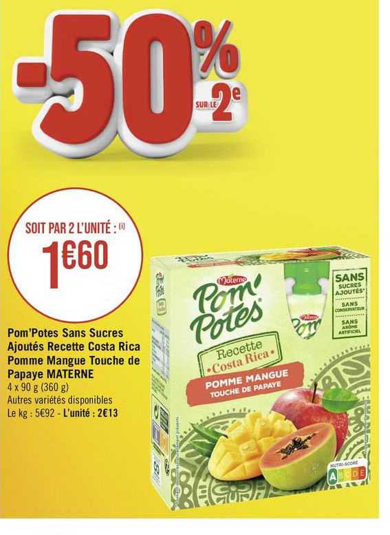 pom'potes sans sucres ajoutés recette costa rica pomme mangue touche de papaye materne
