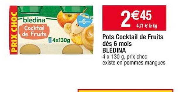 pots cocktail de fruits dès 6 mois blédine