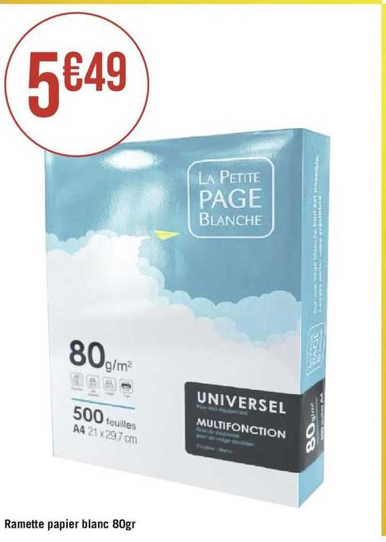 ramette papier blanc 80gr