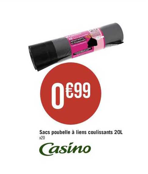 Sacs Poubelle à Liens Coulissants 20 L Casino