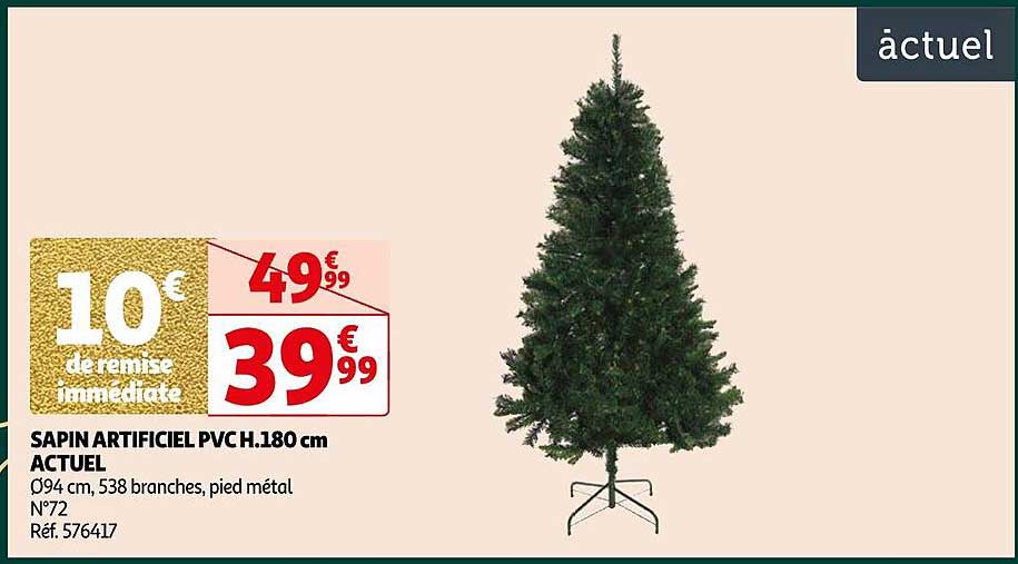 sapin artificiel pvc h. 180 cm actuel