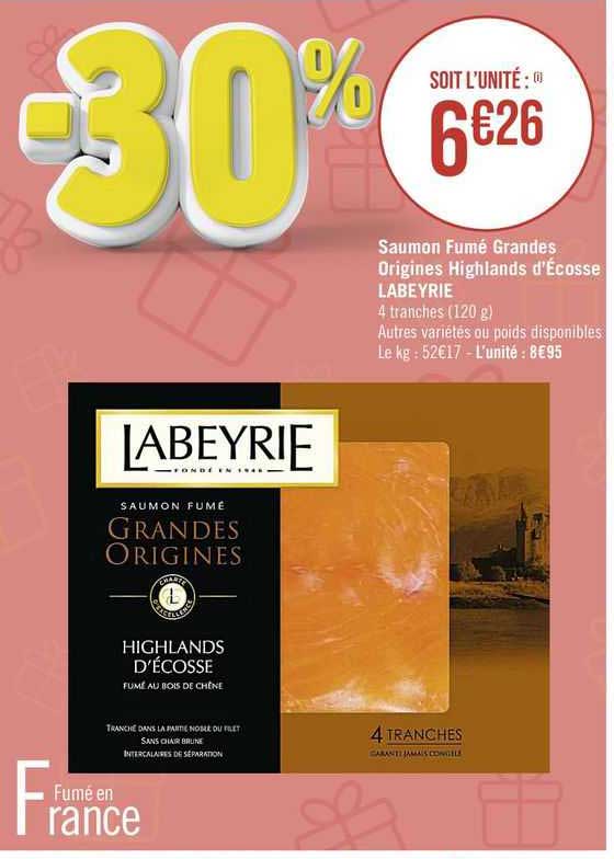 saumon fumé grandes origines highlands d'écosse labeyrie