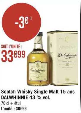 scotch whisky single malt 15 ans dalwhinnie 43% vol.