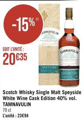 scotch whisky single malt speyside white wine cask édition 40% vol. tamnavulin