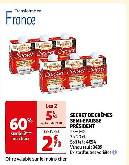 secret de crèmes semi-épaisse président