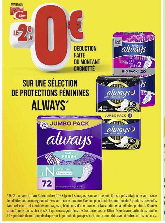 sélection de protections féminines always