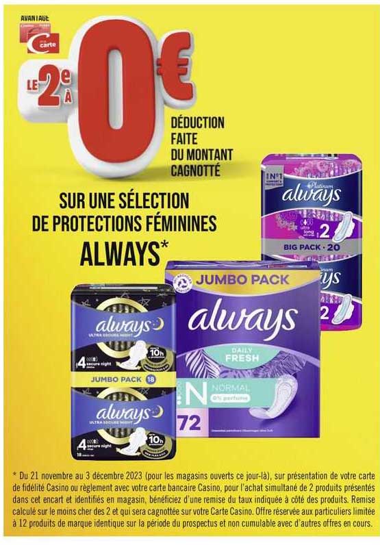 sélection de protections féminines always