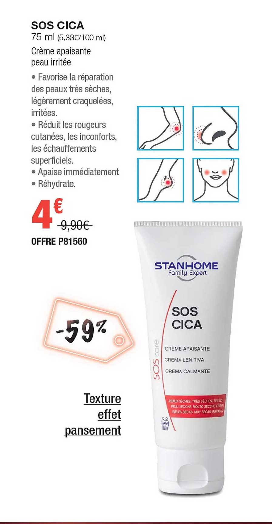 sos cica crème apaisante peau irritée