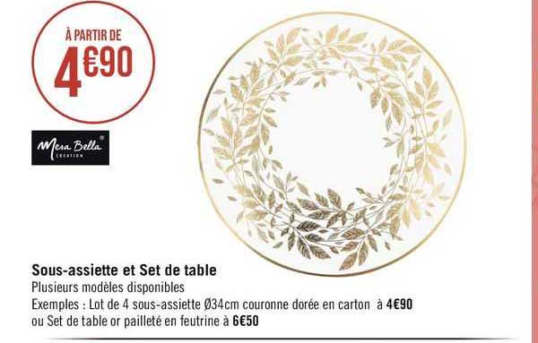sous-assiette et set de table mesa bella