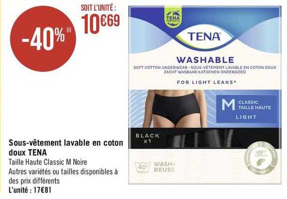 sous-vêtement lavable en coton doux tena