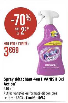 spray détachant 4 en 1 vanish oxi action