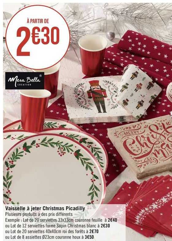 vaisselle à jeter christmas picadilly mesa bella