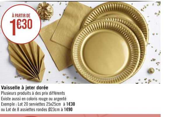 vaisselle à jeter dorée