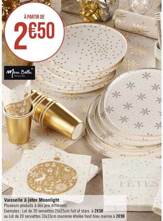 vaisselle à jeter moonlight mesa bella