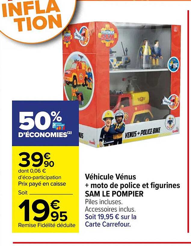 Véhicule Vénus + Moto De Police Et Figurines Sam Le  Pompier