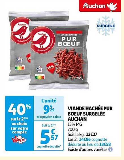 Viande Hachée Pur Bœuf Surgelée Auchan