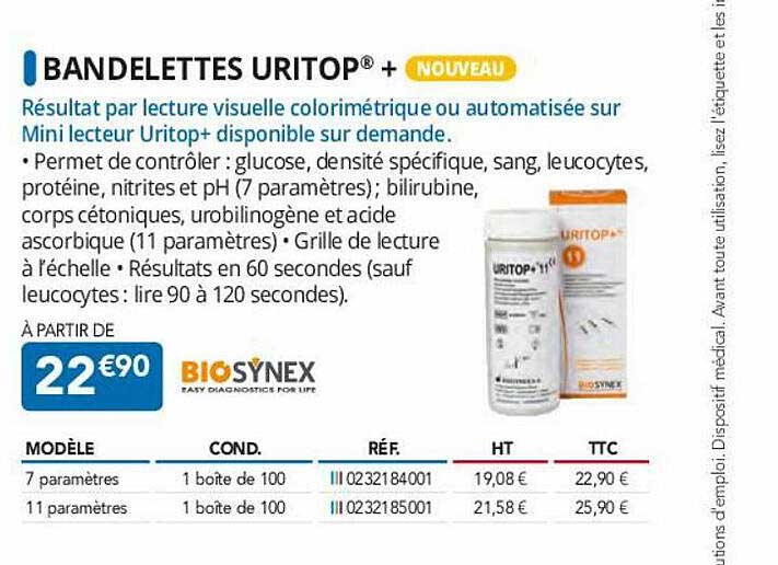 bandelettes uritop biosynex