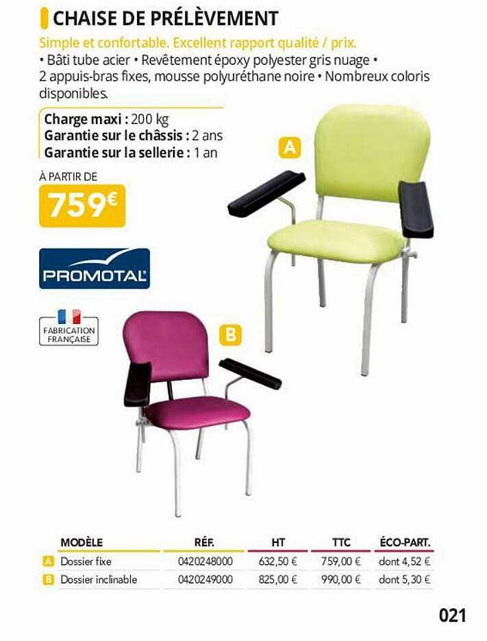 chaise de prélèvement promotal