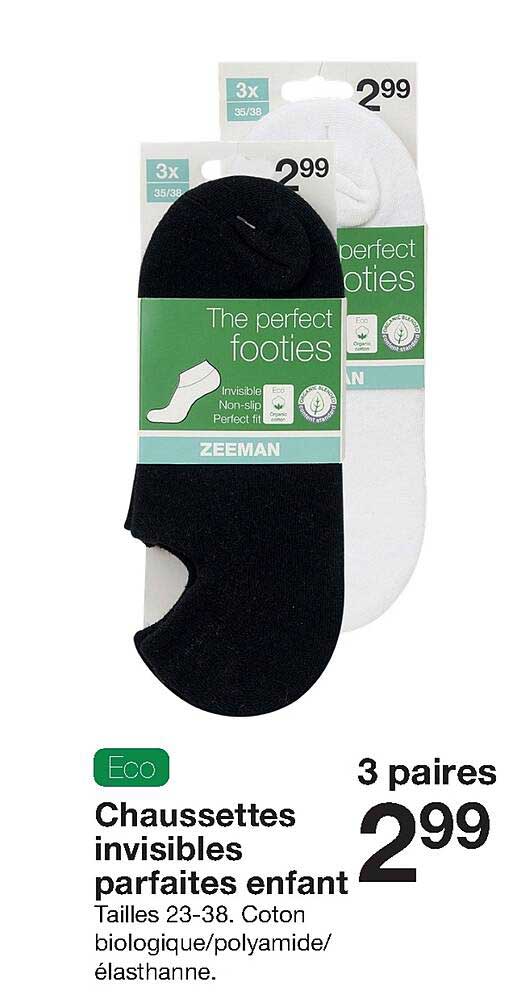 chaussettes invisibles parfaites enfant