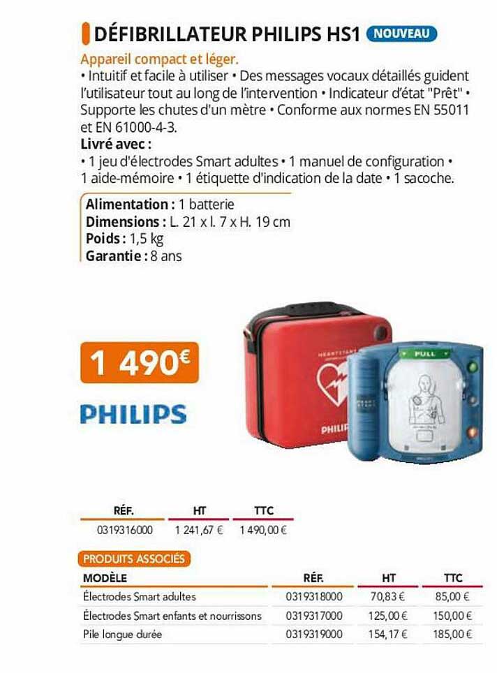 défibrillateur philips hs1