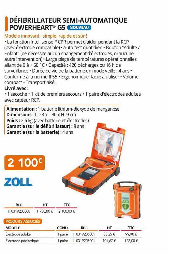 défibrillateur semi-automatique powerheart g5 zoll