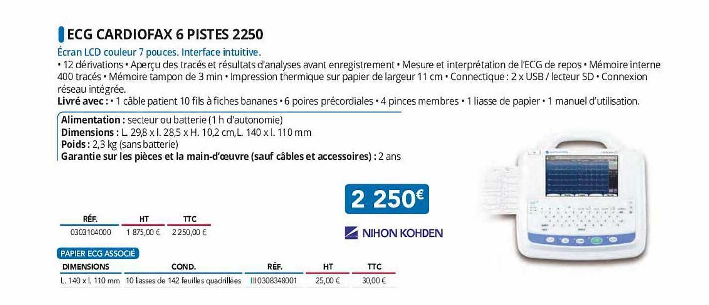 ecg cardiofax 6 pistes 2250