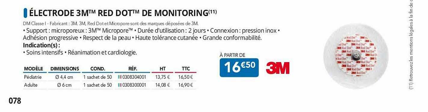 électrode 3m red dot de monitoring