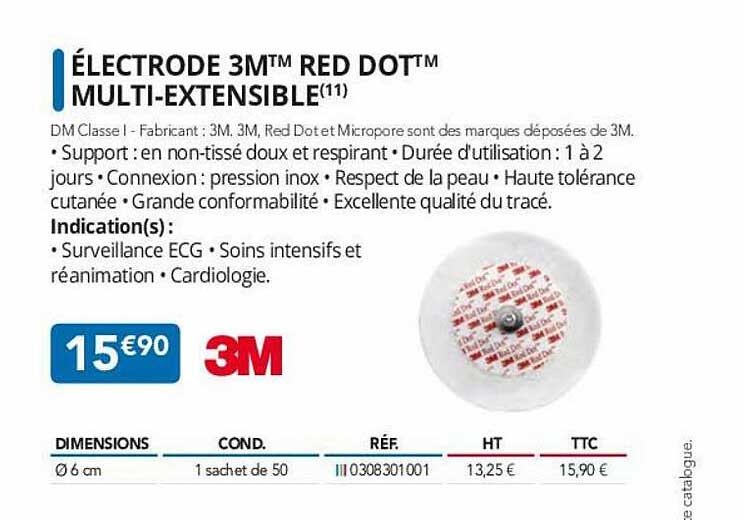 électrode 3m red dot multi-extensible