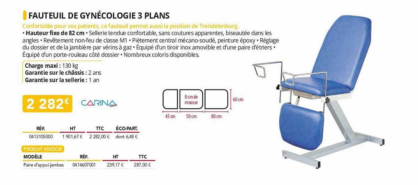 Fauteuil De Gynécologie 3 Plans Carina