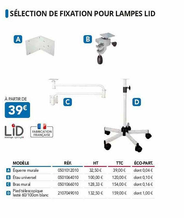 fixation pour lampes lid