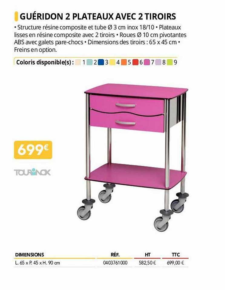 guéridon 2 plateau avec 2 tiroirs