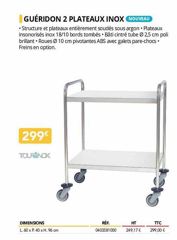 guéridon 2 plateaux inox