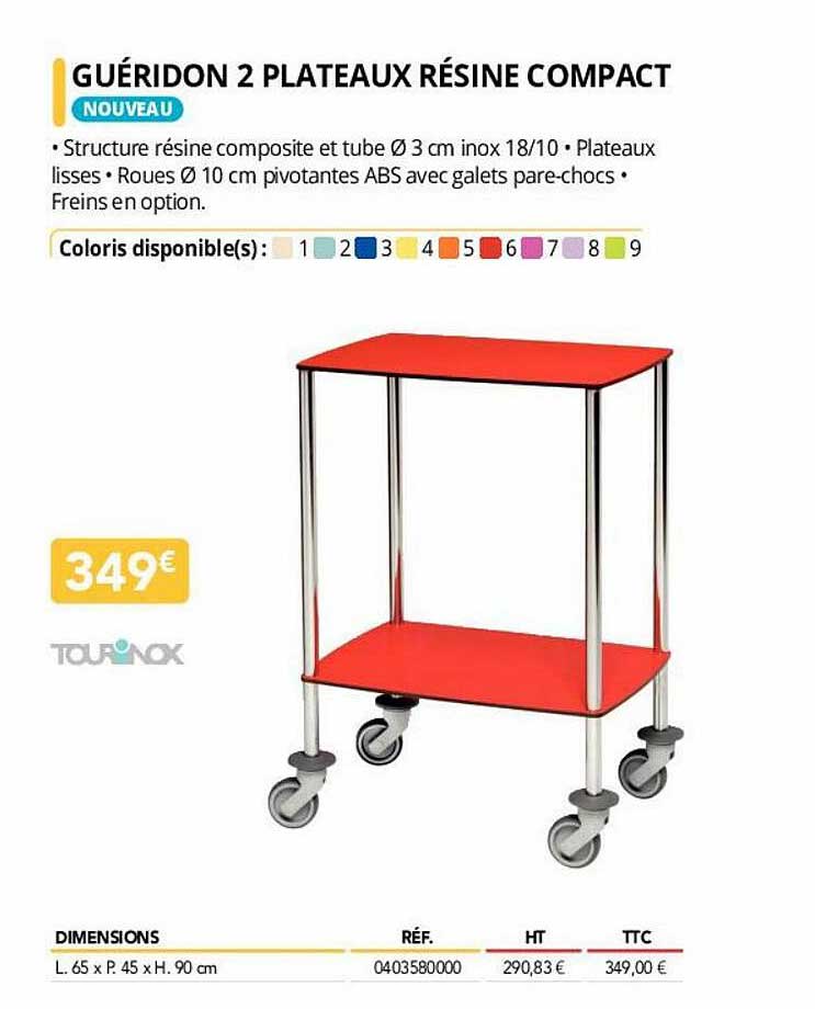 guéridon 2 plateaux résine compact